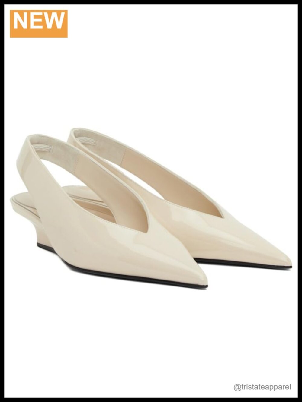 Women's Patent Leather Slingback Wedge Heel Pointed Toe Pumps